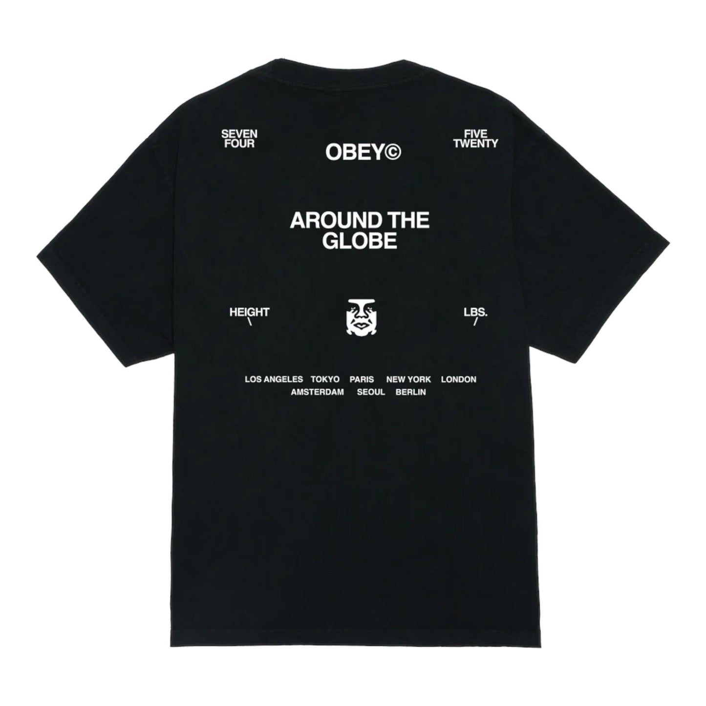 T-Shirt Obey Around The Globe Tee - Pigment True Vintage Black - T-Shirt di Obey | Francis Concept