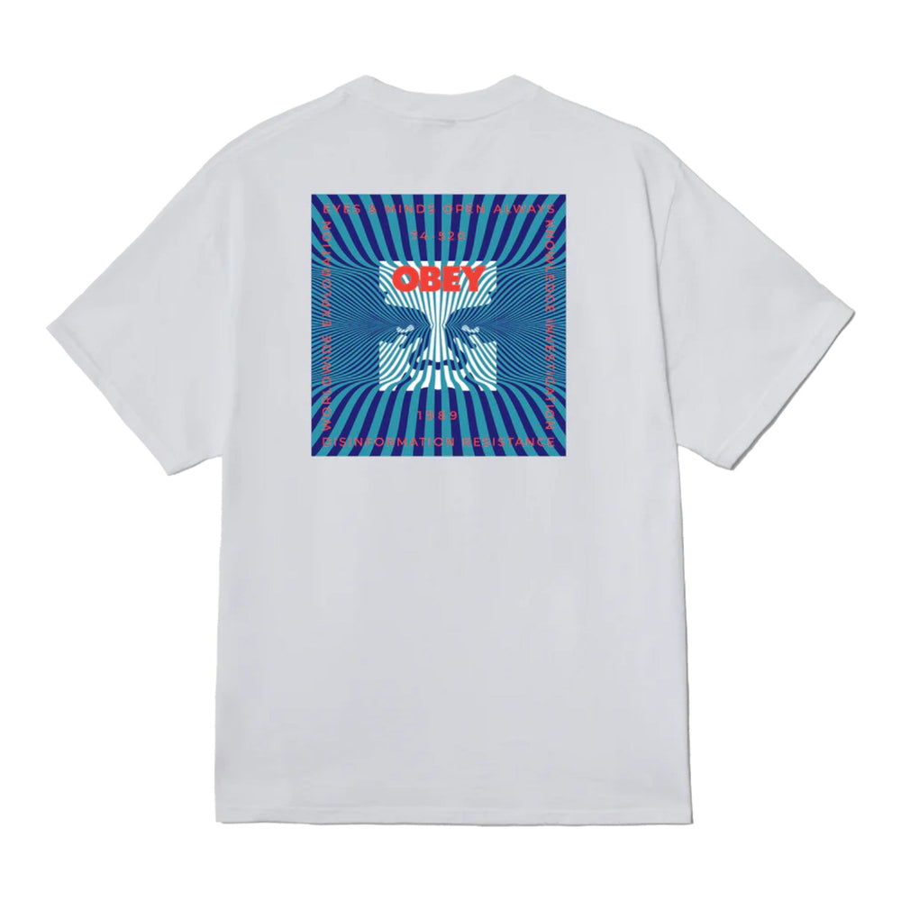 T-Shirt Obey Disinformation Resistance Tee - White - T-Shirt di Obey | Francis Concept