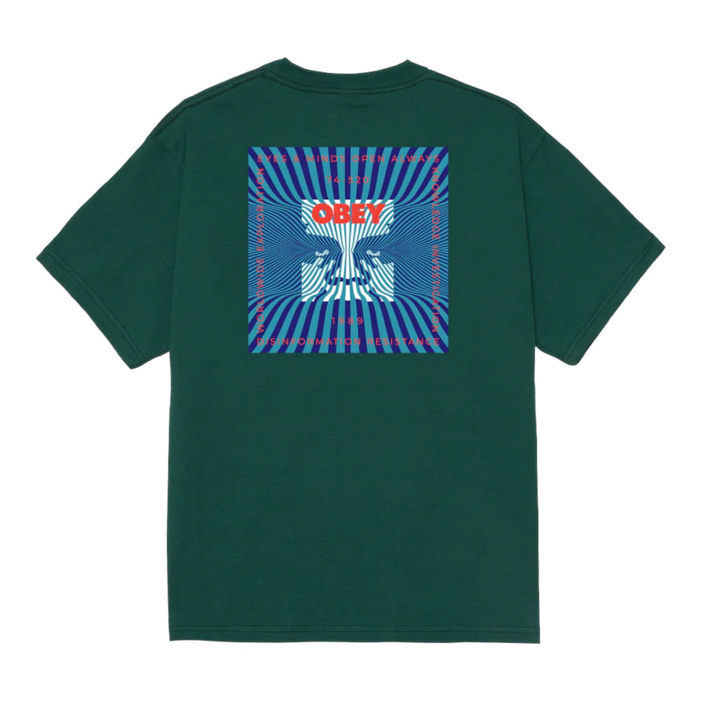 T-Shirt Obey Disinformation Resistence Tee - Rain Forest - T-Shirt di Obey | Francis Concept