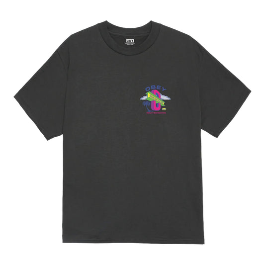 T-Shirt Obey Dream Construction Tee - Vintage Black - T-Shirt di Obey | Francis Concept
