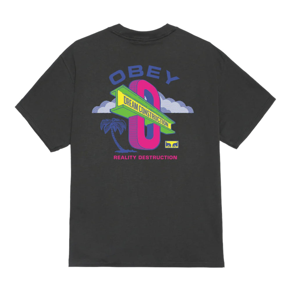 T-Shirt Obey Dream Construction Tee - Vintage Black - T-Shirt di Obey | Francis Concept