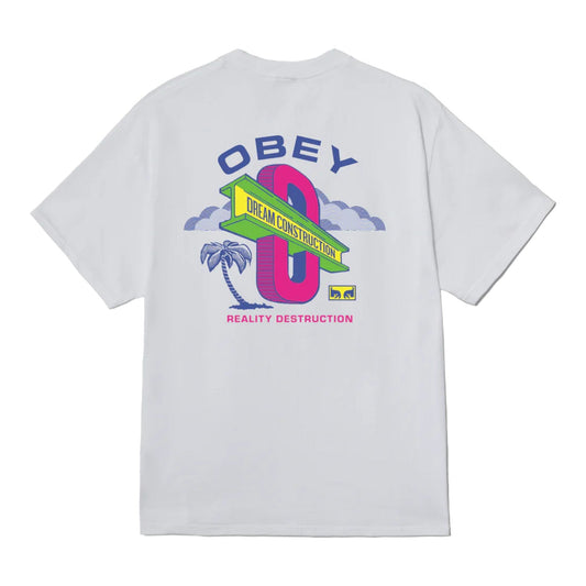 T-Shirt Obey Dream Construction Tee - White - T-Shirt di Obey | Francis Concept