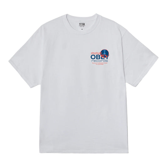 T-Shirt Obey Records Sounds Wave Tee - White - T-Shirt di Obey | Francis Concept