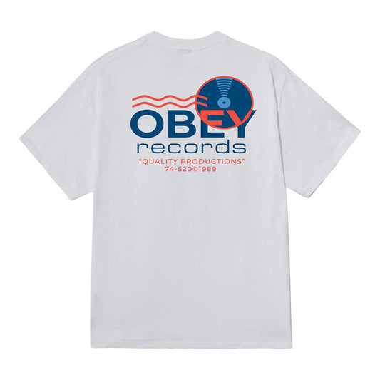 T-Shirt Obey Records Sounds Wave Tee - White - T-Shirt di Obey | Francis Concept