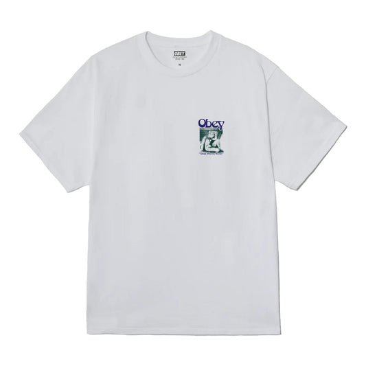 T-Shirt Obey Stop Worry Now Tee - White - T-Shirt di Obey | Francis Concept