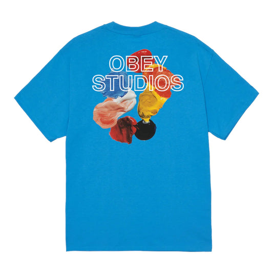 T-Shirt Obey Studios Palette Tee - Azure Blue - T-Shirt di Obey | Francis Concept