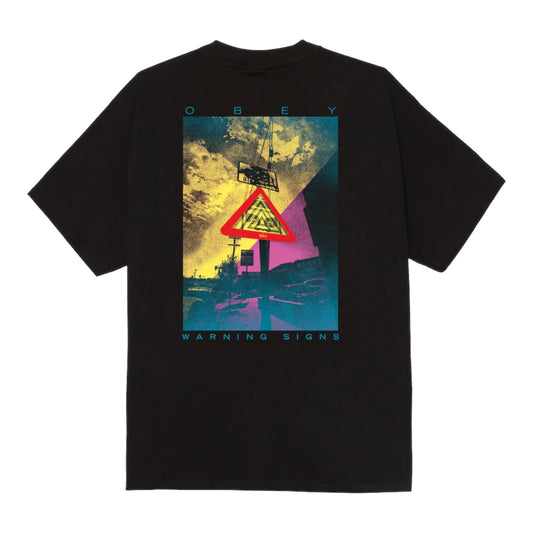 T-shirt Obey Warning Sign Tee - Black - T-Shirt di Obey | Francis Concept