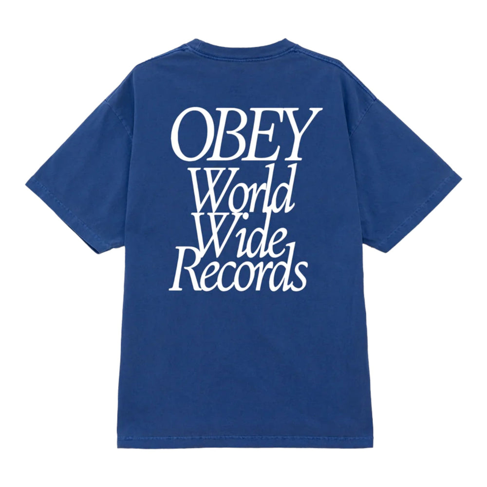 T-Shirt Obey Worldwide Records Tee - Pigment Electric Indigo - T-Shirt di Obey | Francis Concept