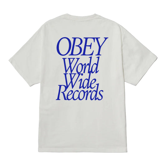 T-Shirt Obey Worldwide Records Tee - Pigment Vintage White - T-Shirt di Obey | Francis Concept