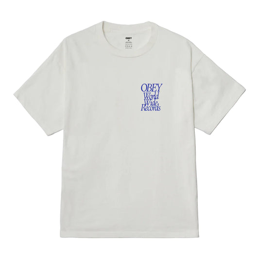 T-Shirt Obey Worldwide Records Tee - Pigment Vintage White - T-Shirt di Obey | Francis Concept