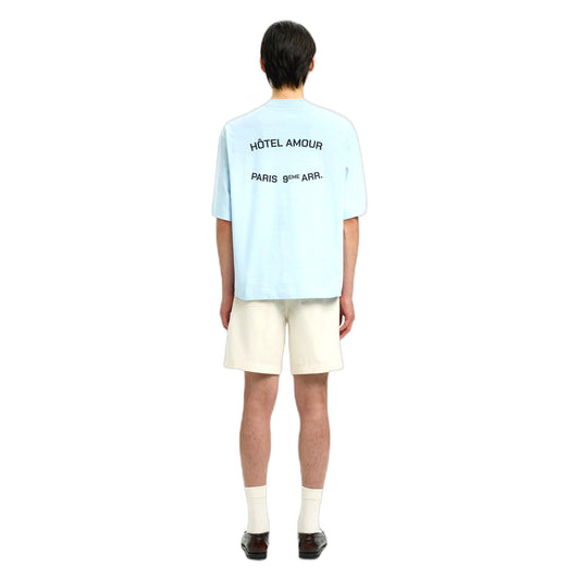 T-Shirt Selected Homme Boxy Liam SS O-Neck Tee Hotel Amour - Celeste