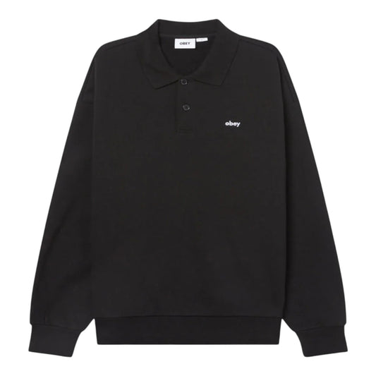 Felpa Obey Lowercase Fleece Polo - Black Francis Concept