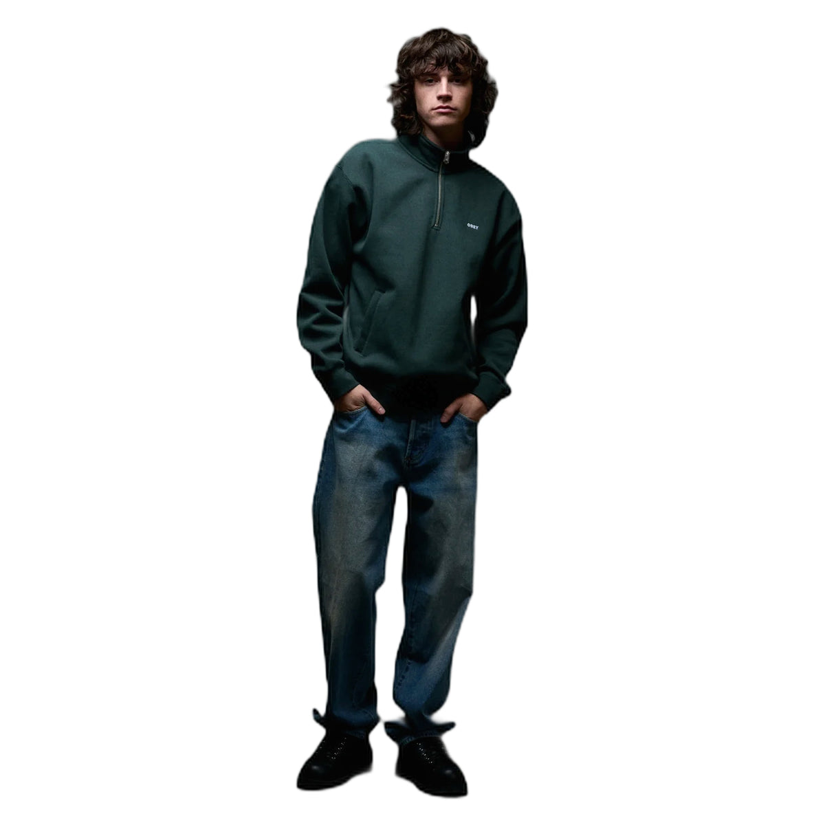 Felpa Obey Established Works Bold Mockneck Fleece - Green Fleece