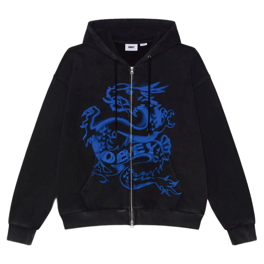 Felpa Obey Draco Zip Hood - Dusty Black Limo