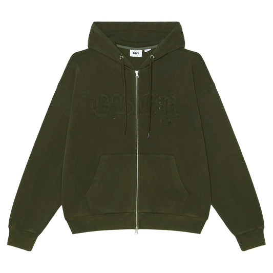 Felpa Obey Gothic Zip Hood - Dusty Black Olive