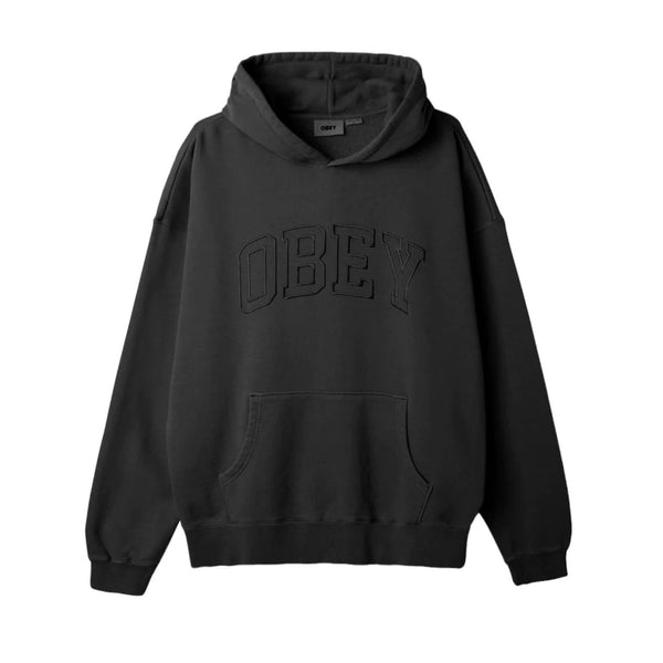 Felpa Uomo Obey Pigment Collegiate Extra Heavy Hood Fleece - Nero Francis Concept