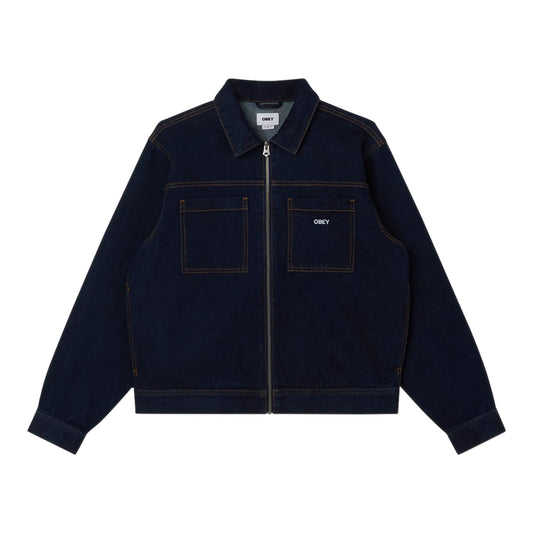 Giacca Obey Icon Hardwork Zip Up Jacket - Rinse Indigo