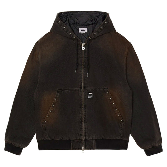 Giacca Obey Studded Zip Up Jacket - Black Rust Wash