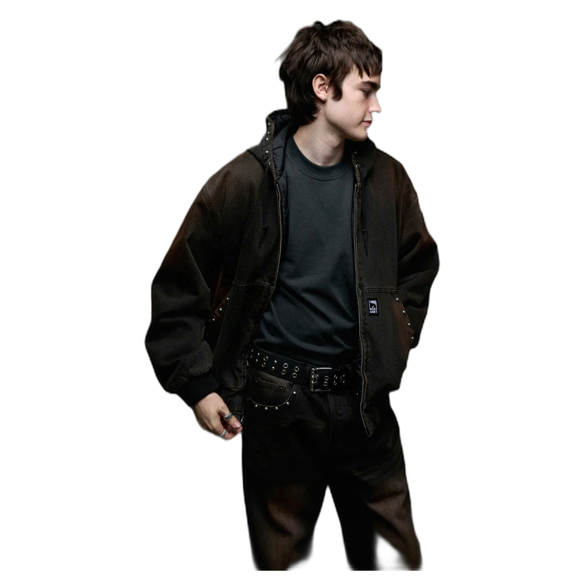 Giacca Obey Studded Zip Up Jacket - Black Rust Wash