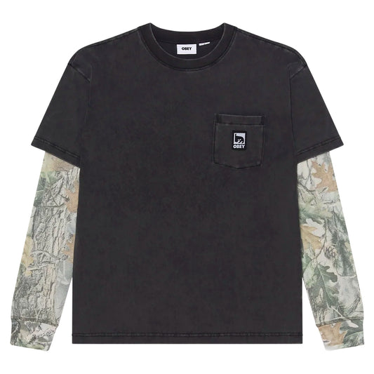 Long Sleeve Obey Post 2Fer - Dusty Black Limo Multi