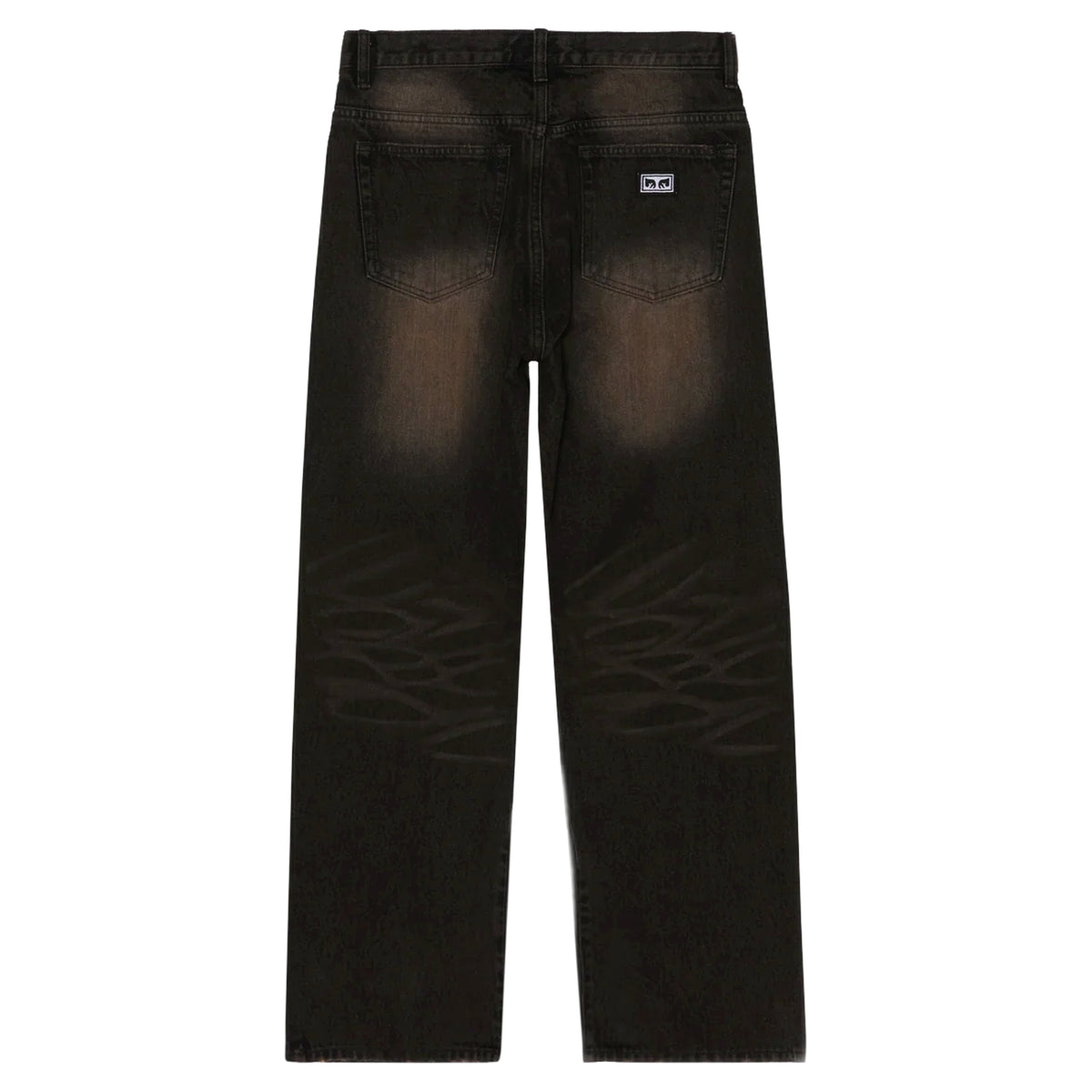 Jeans Obey Studded Boxcar Straight Leg Denim - Black Rust Wash
