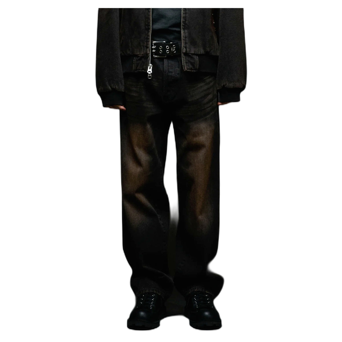 Jeans Obey Studded Boxcar Straight Leg Denim - Black Rust Wash