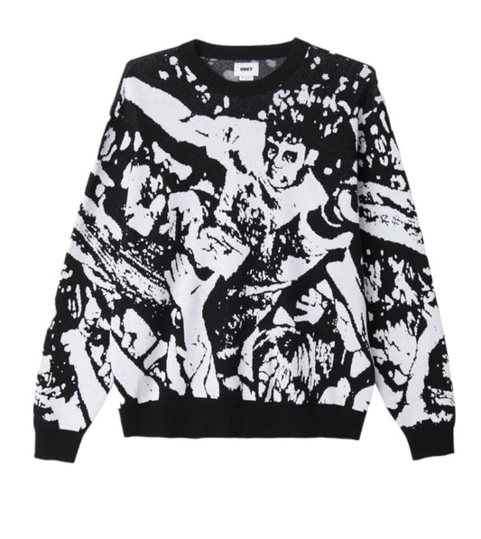 Maglione Uomo Obey Crowd Surfing Sweater- Nero Francis Concept