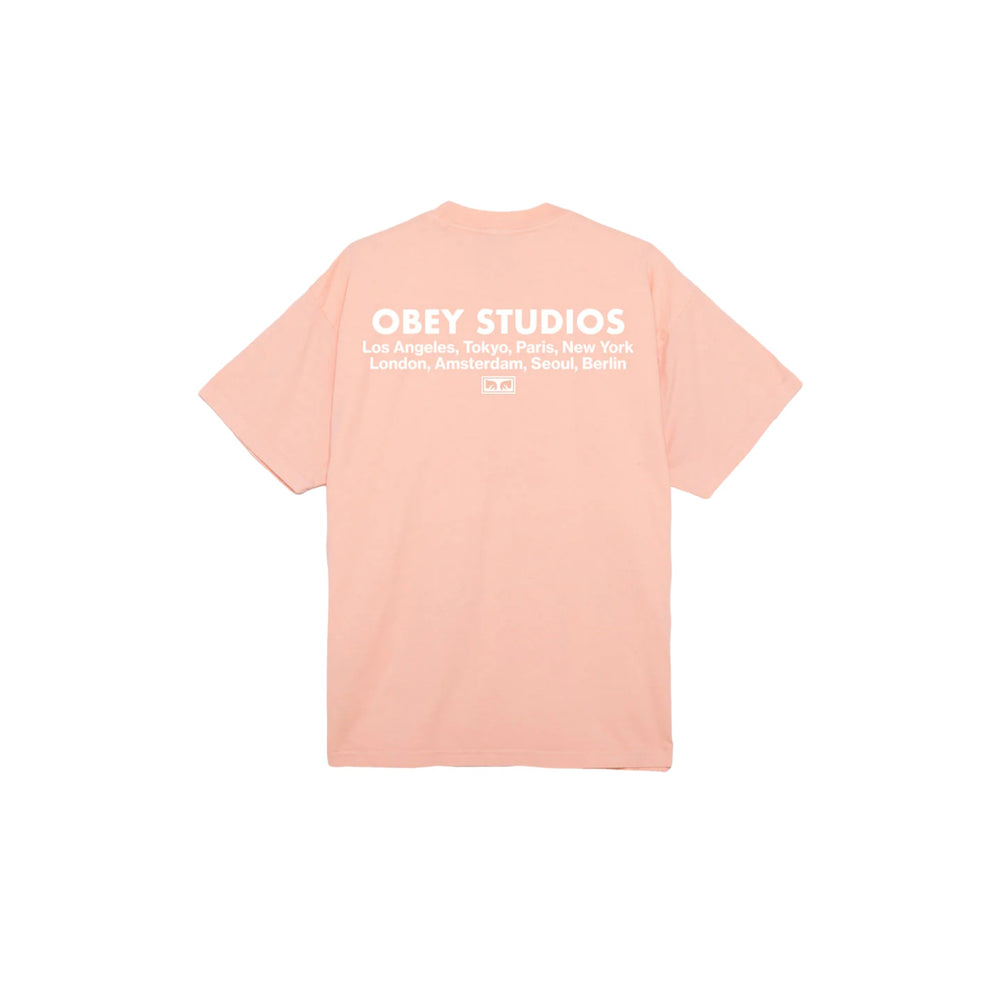 T-shirt Uomo Obey Studios Eye Heavyweight Classic Tee - Rosa Francis Concept