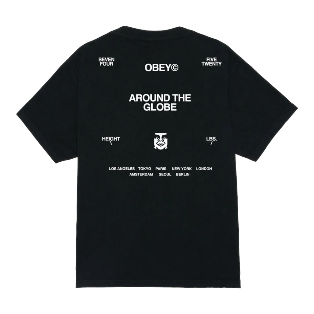 T-Shirt Obey Around The Globe Tee- Pigment True Vintage Black Francis Concept