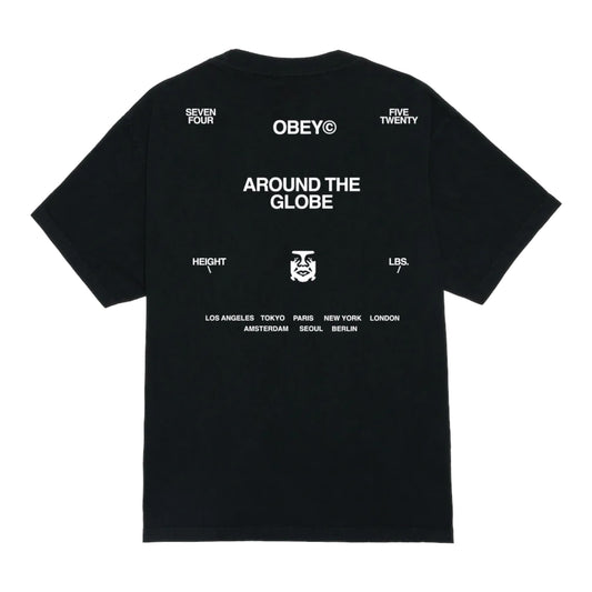 T-Shirt Obey Around The Globe Tee- Pigment True Vintage Black Francis Concept