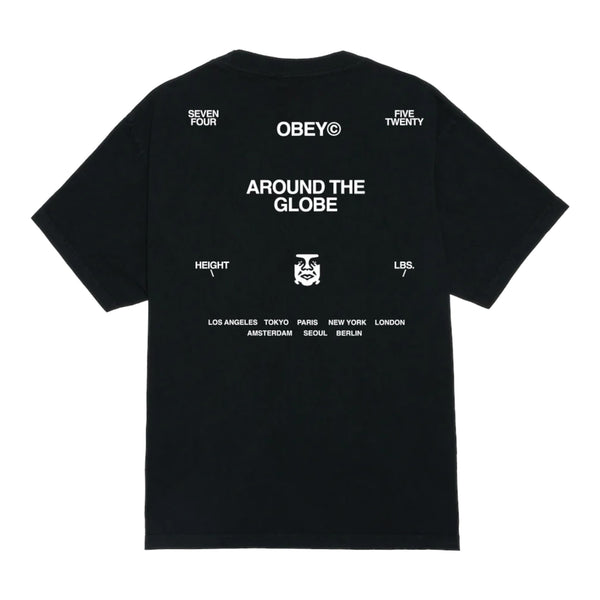 T-Shirt Obey Around The Globe Tee- Pigment True Vintage Black Francis Concept