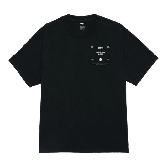 T-Shirt Obey Around The Globe Tee- Pigment True Vintage Black Francis Concept