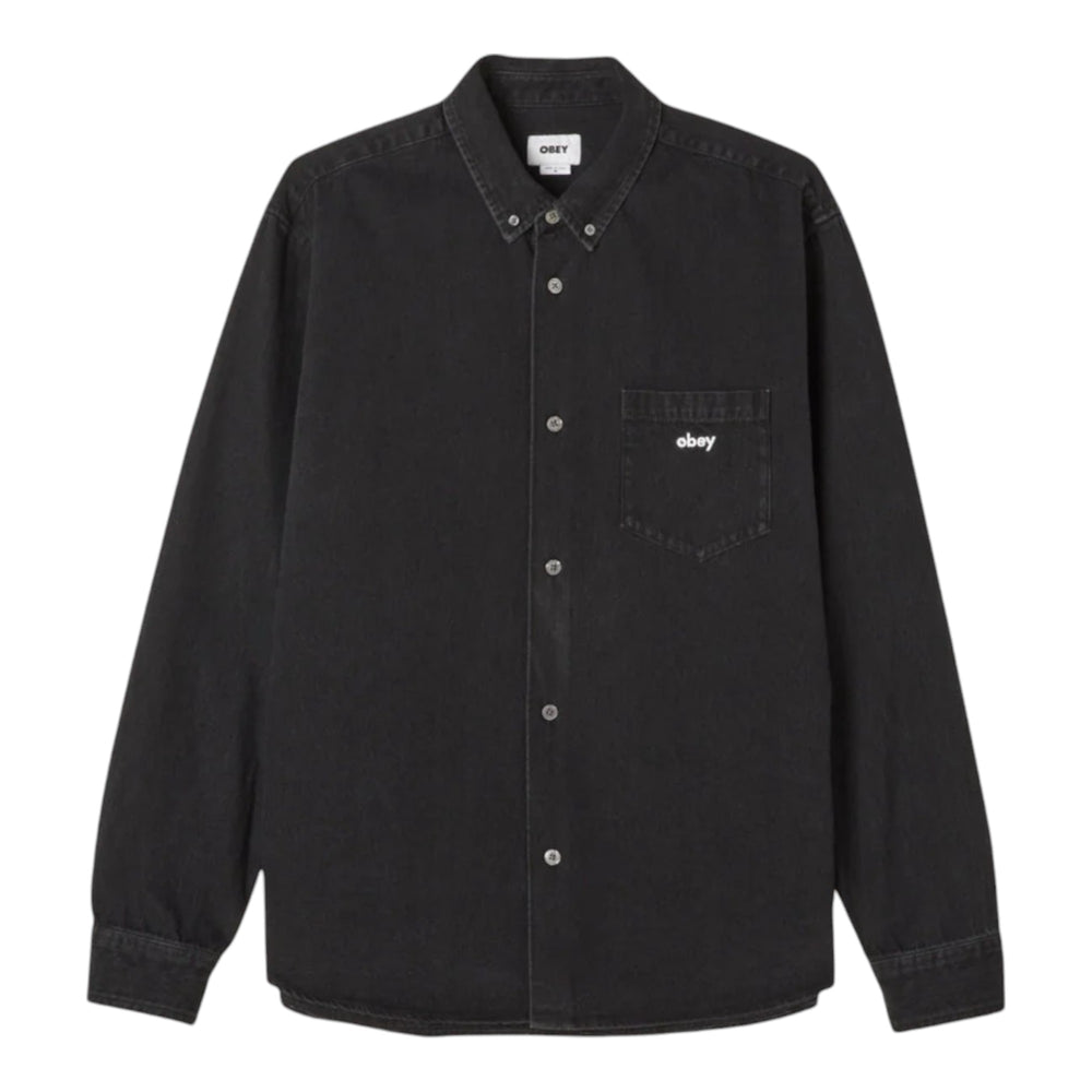 Camicia Obey Logan Denim Woven-Faded Black Francis Concept