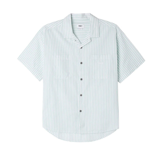 Camicia Uomo Obey Bigwig Stripe Woven Shirt - Verde Francis Concept