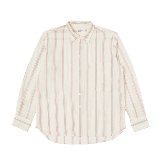 Camicia Uomo Universal Works Hendrix Curry Stripe Square Pocket Shirt - Bianco Francis Concept