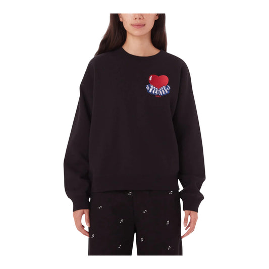 Felpa Donna Heart Crew Fleece - Digital Black Francis Concept