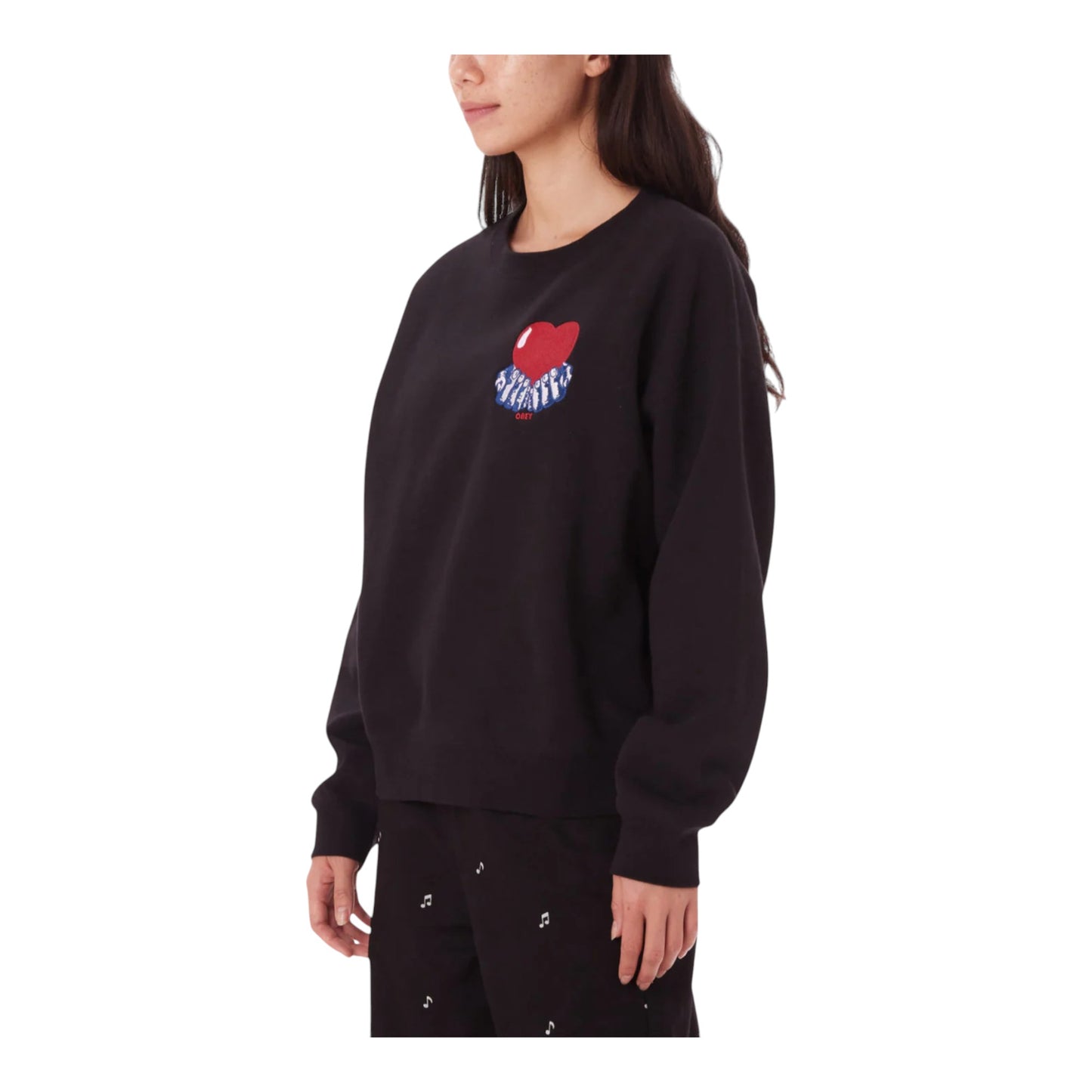 Felpa Donna Heart Crew Fleece - Digital Black Francis Concept