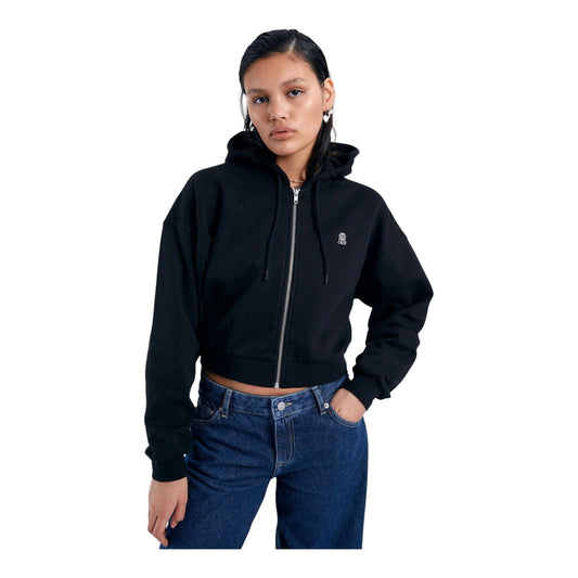 Felpa Crop Dr Denim Ethel Zip Hoodie Zip - Black