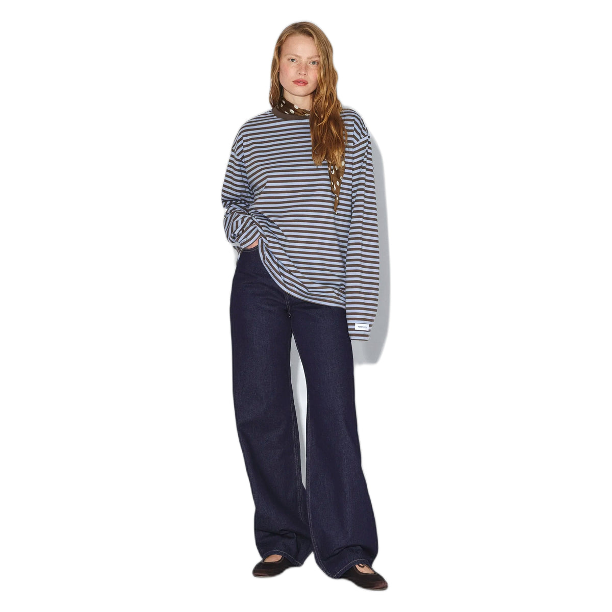Long Sleeve Dr Denim Wesley - Brown Blue Stripe