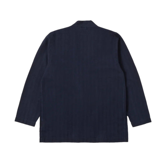 Giacca Uomo Kimono Universal Works Tie Front Jacket Herringbone Denim - Blue Francis Concept