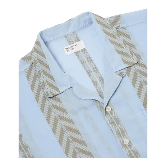 Camicia Universal Works Road Shirt Hendrix Beach Stripe - Pale Blue