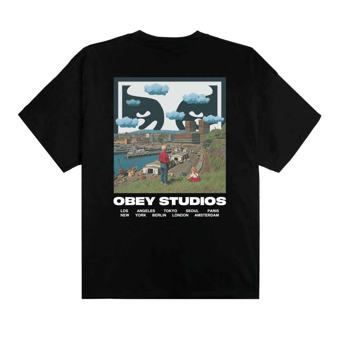 T-Shirt Obey Sky Face Tee - Black