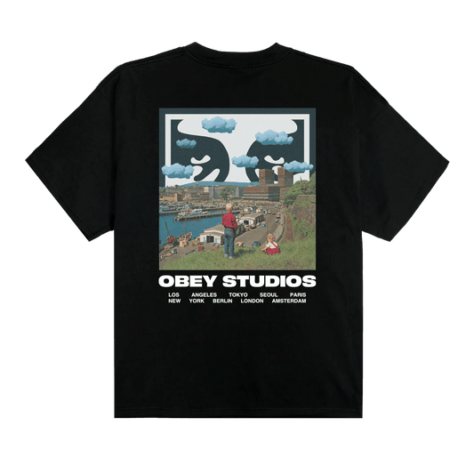 T-Shirt Obey Sky Face Tee - Black