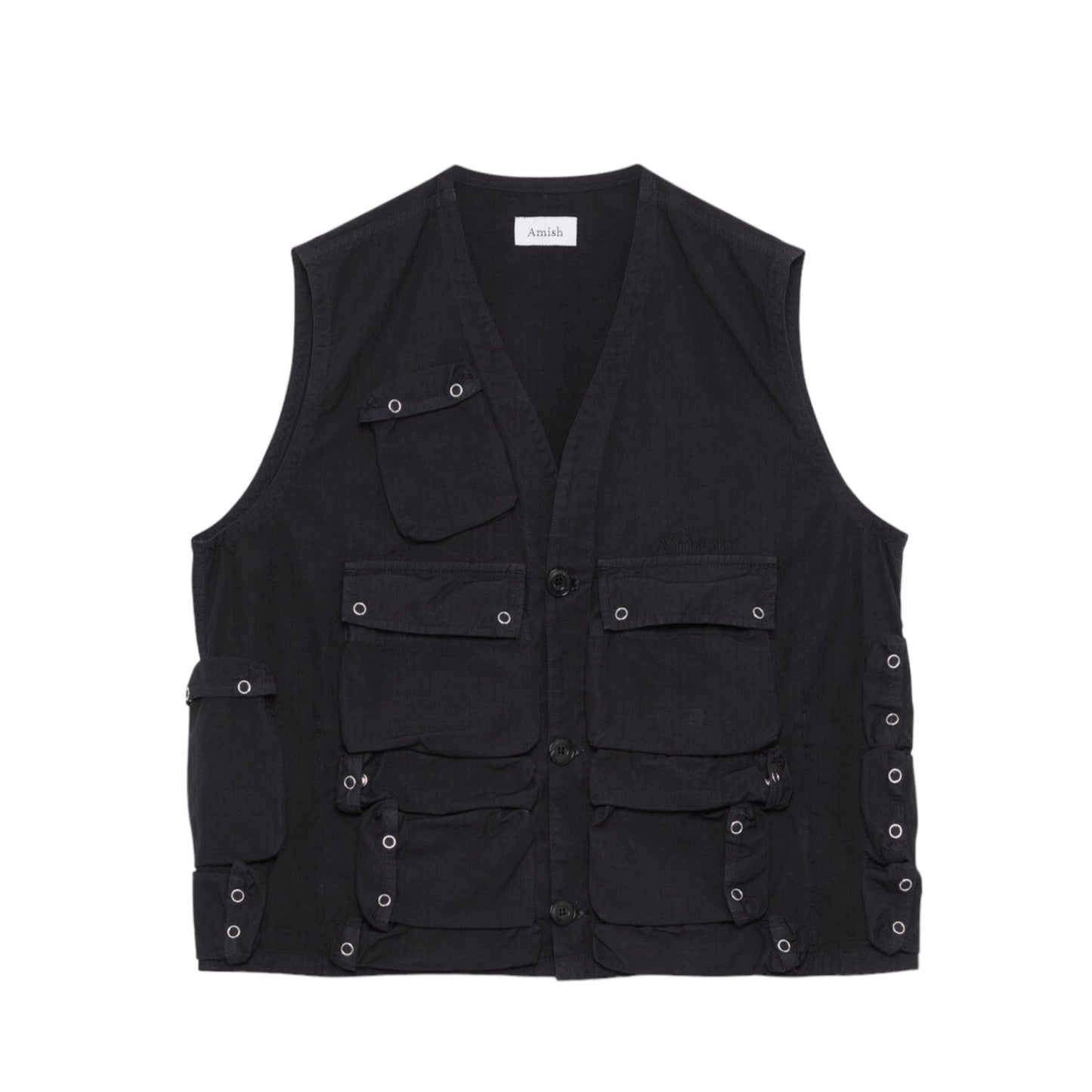 Gilet Uomo Amish Vest Parà MAN AMISH Ripstop SW Washed black Nero Francis Concept