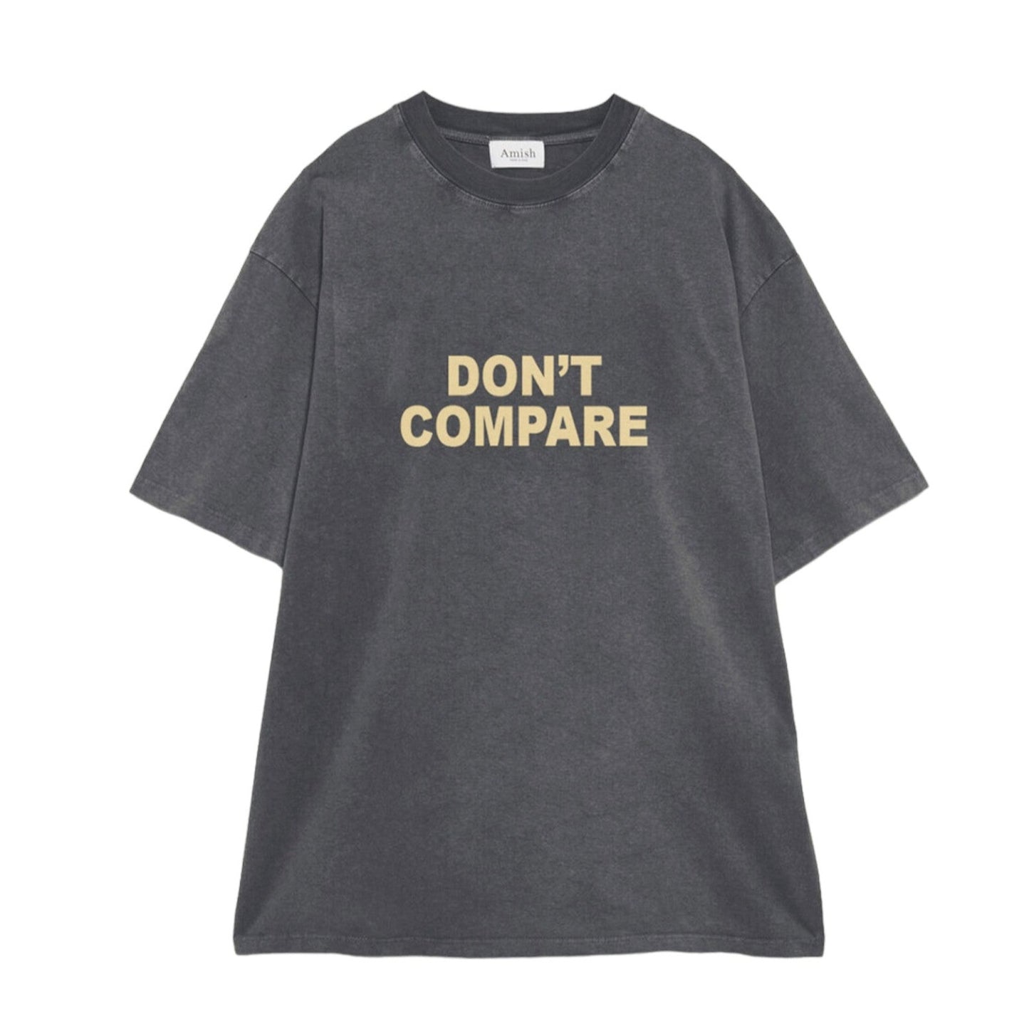 T-shirt oversize Amish Don't compare MAN AMISH Jersey Pigment Washed black/Banana - Francis Concept