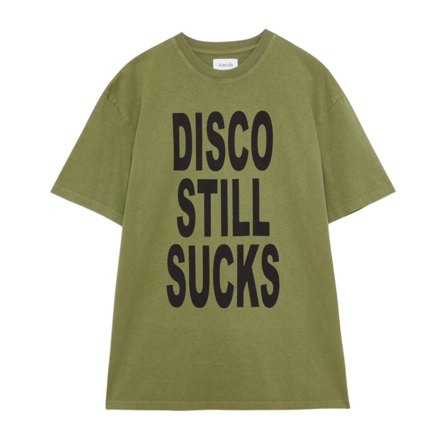 T-shirt Uomo oversize Amish Disco stillsucks MAN AMISH Jersey Pigment Army Green Verde Francis Concept