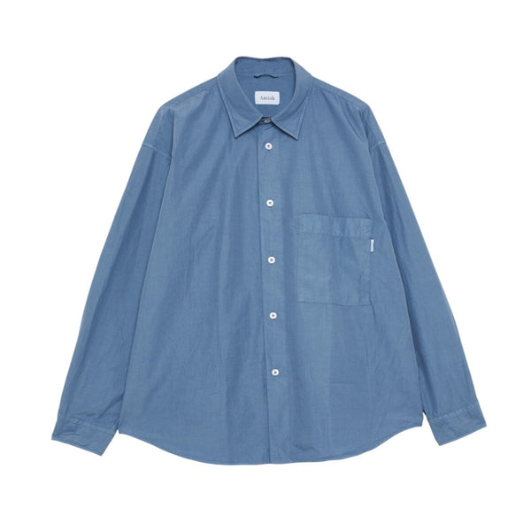 Camicia Uomo Amish Shirt Dropped MAN AMISH Popeline Dyed Blue Denim Francis Concept