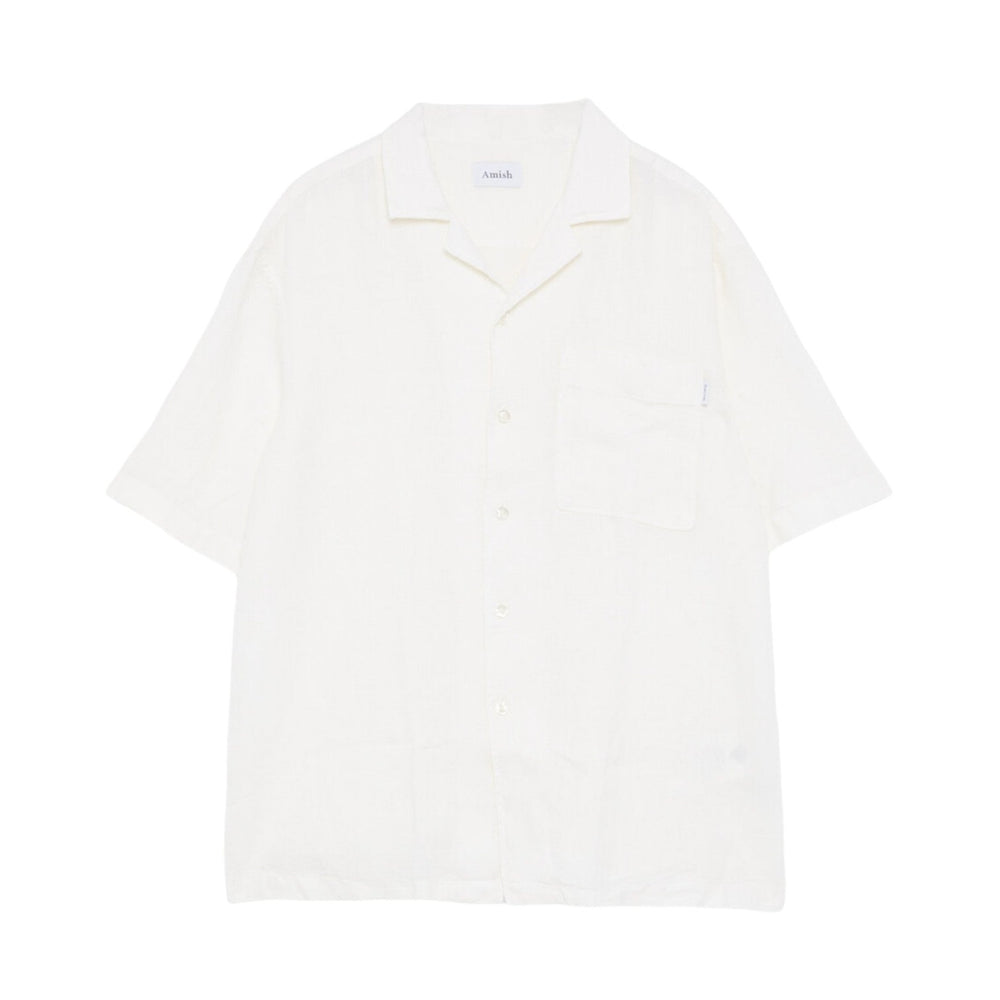 Camicia Uomo in lino Amish Highland Shirt MAN AMISH Linen Dyed Off White Bianco Francis Concept