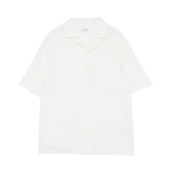 Camicia Uomo in lino Amish Highland Shirt MAN AMISH Linen Dyed Off White Bianco Francis Concept