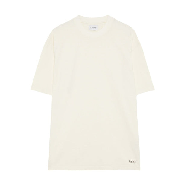 T-shirt Uomo oversize Amish Unisex Micro Logo AMISH Jersey . Off White Bianco Francis Concept